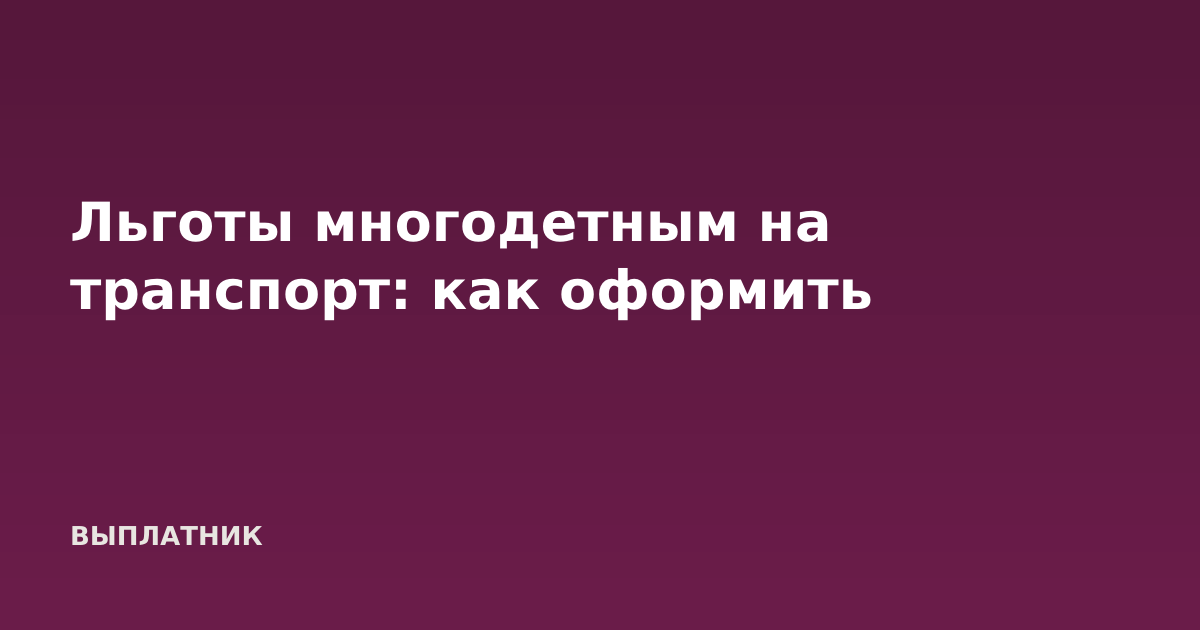 Льготы многодетным на транспорт: как оформить