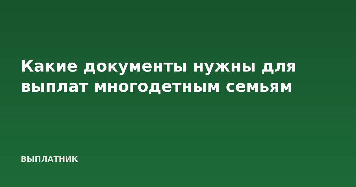 Какие документы нужны для выплат многодетным семьям
